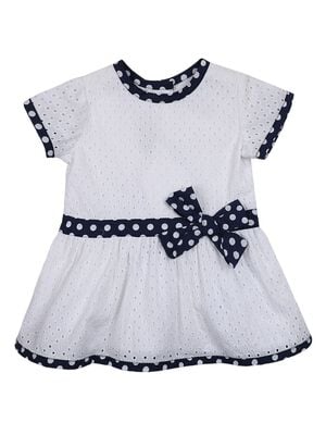 Girls White Short Sleeve Woven Dress
